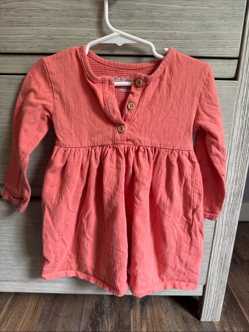 Cat & Jack Coral-Pink Long Sleeve Baby Dress
